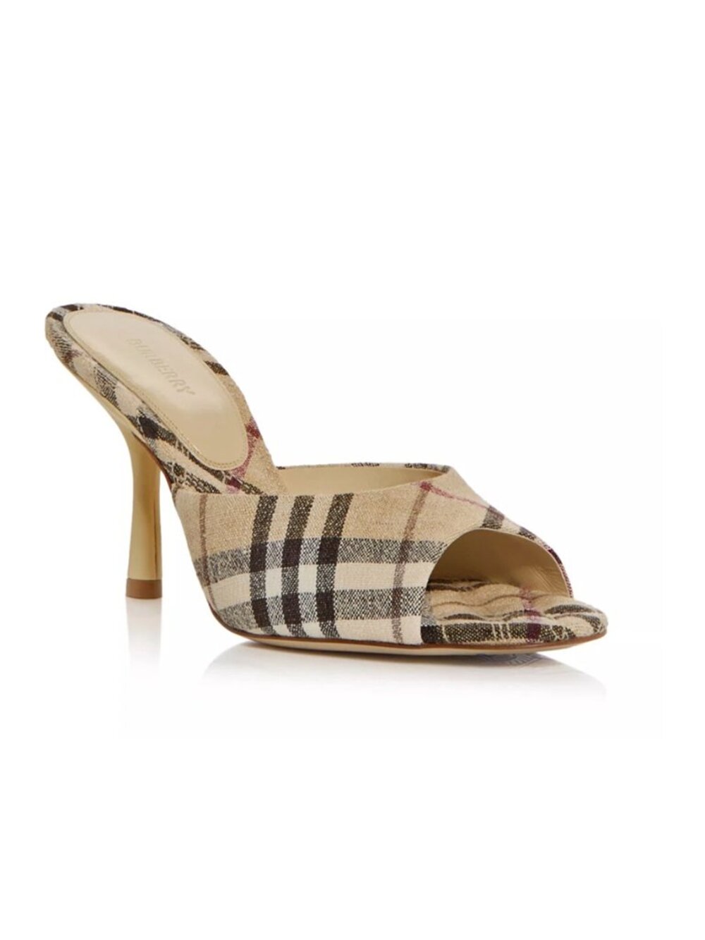 Burberry Women's Alabaster Check Mews Mule 90 Sandals Heels Size EU 38 US 8 $790